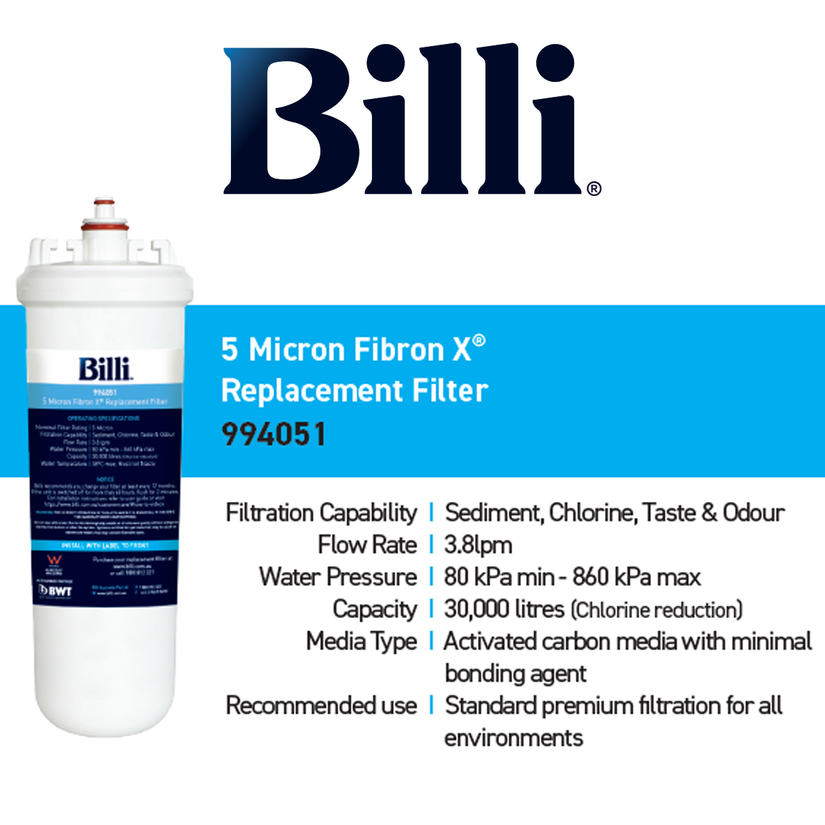 Billi 5 Micron Fibron X® Replacement Filter